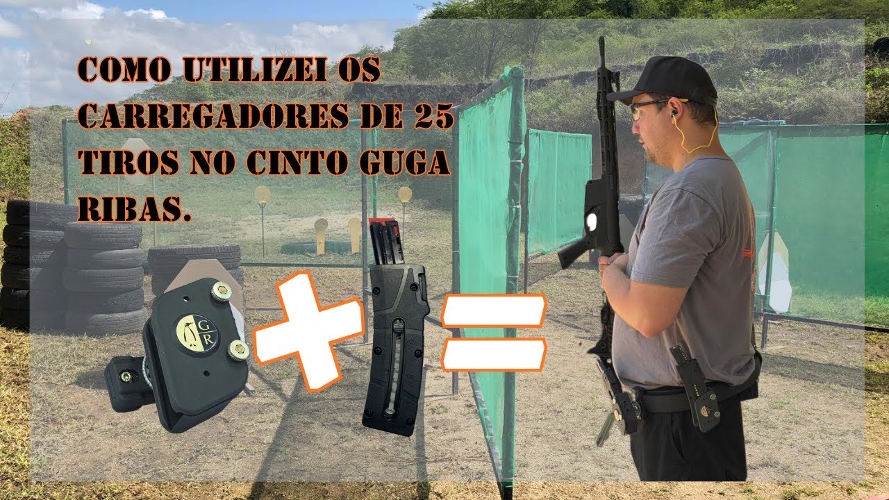 Utilizando carregadores de 25 no cinto Guga Ribas. IPSC Mini Rifle.
