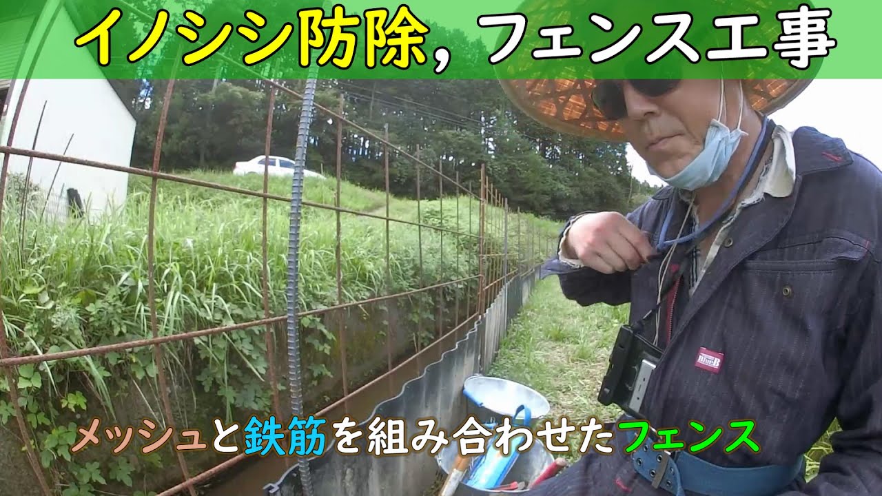 [2020 農作業日記12] イノシシ侵入防除のフェンス工事, 2020/08/13