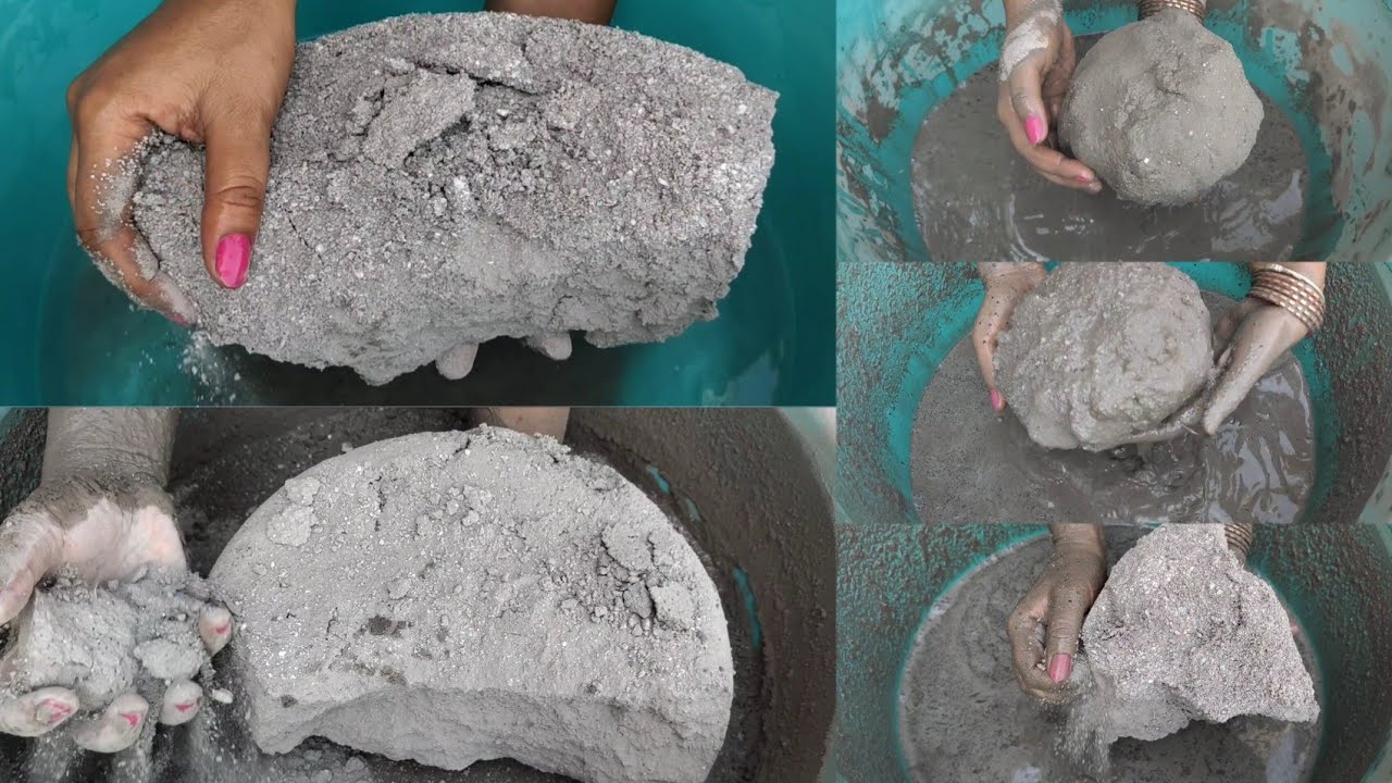 Asmr - full dusty 🌪️ video/grainy pure cement chunks crumbling in water 💦💦