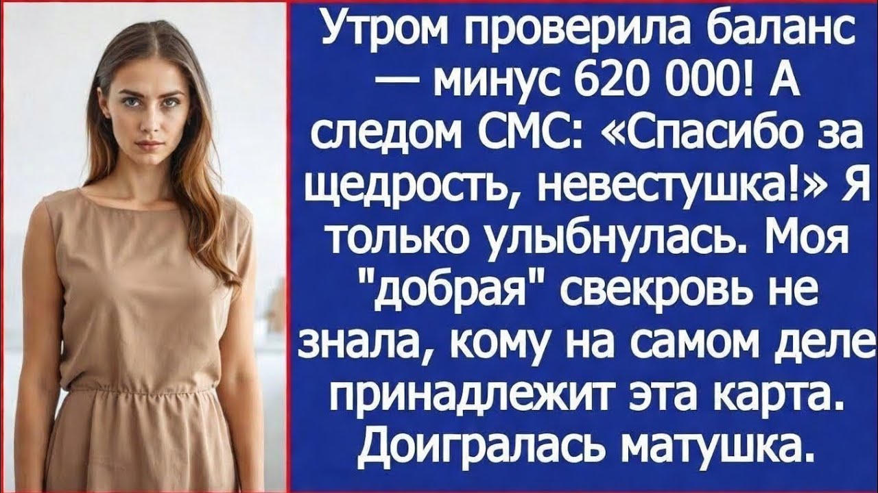 Утром проверила баланс — минус 620 000! А следом СМС  «Спасибо за щедрость, невестушка!»