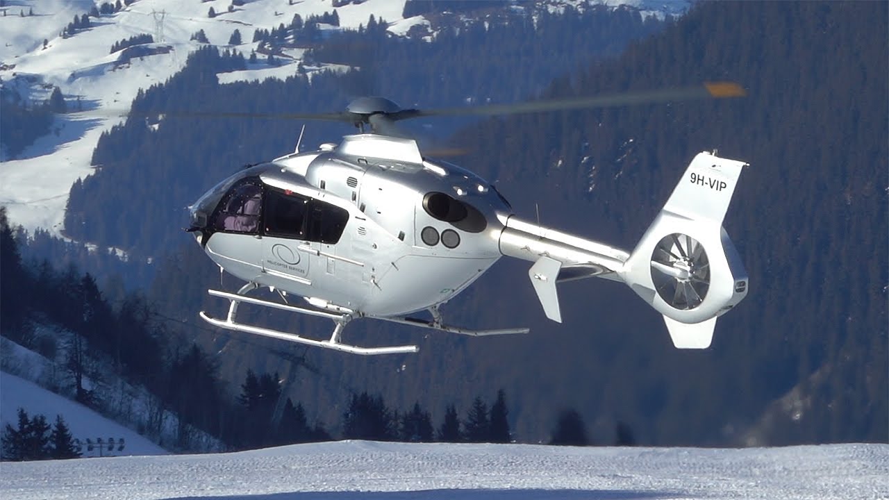 Luxury Airbus Helicopters H135 (EC135) & H130 landing & takeoff at Courchevel LFLJ | #helicopter