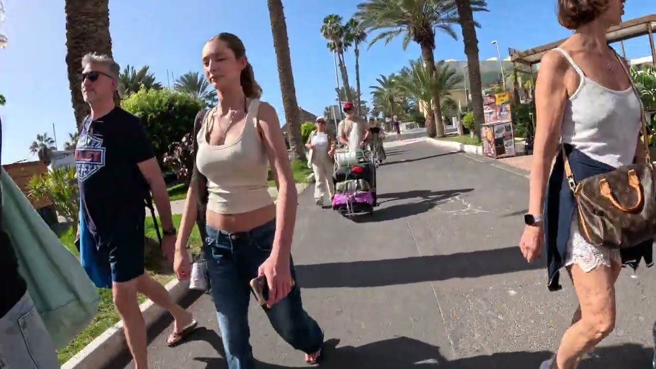 Playa de las Américas Tenerife Canary Islands Saturday Beachfront Promenade 4k Walking Tour Jan 2026