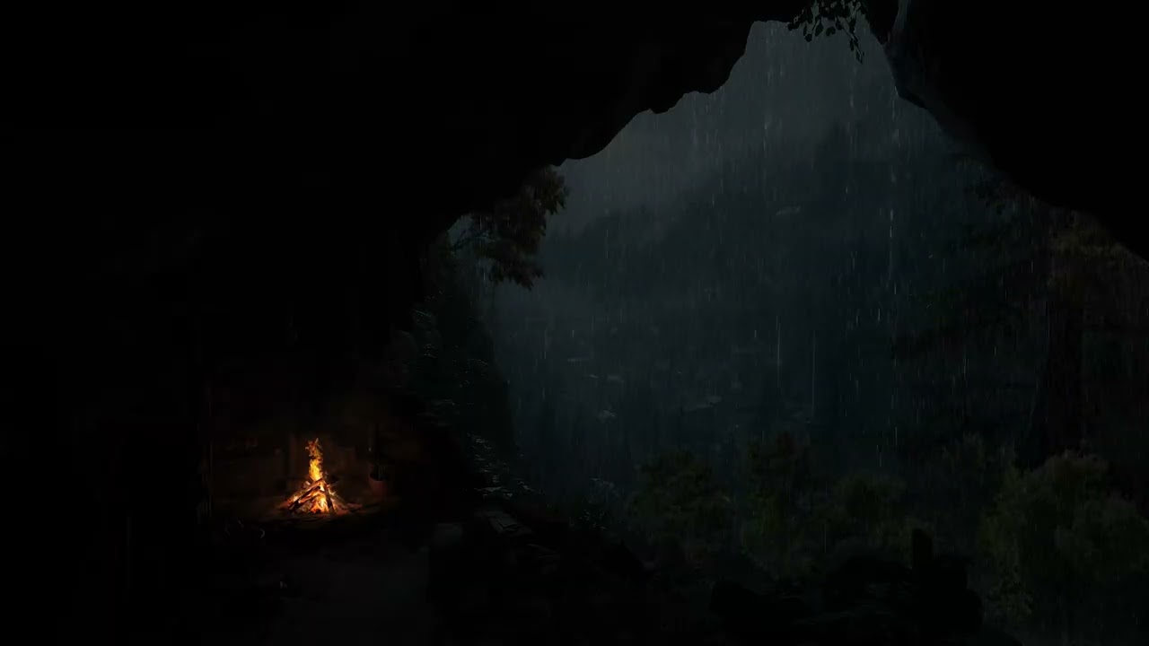 Uma Tempestade Noturna Na Gruta - O Som Da Chuva Ajuda A Relaxar E Meditar 😴