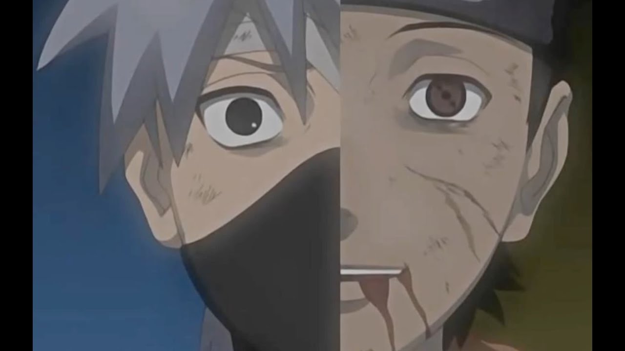 Kakashi getting the sharingan from Obito,Obito awakens sharingan and kakashi using chidori