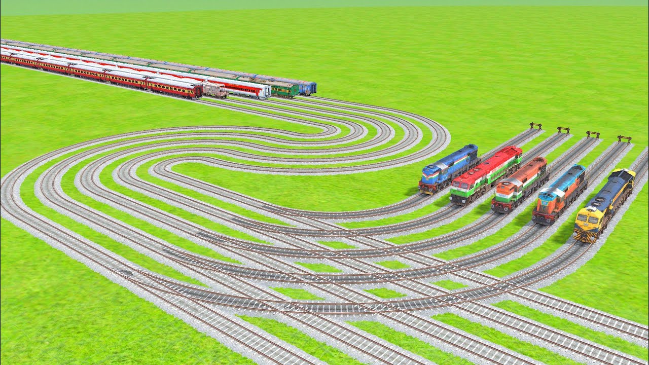 AUTO COUPLING OF FIVE TRAINS AND RICKY CROSSING WITH WAP9 LOCOMOTIVE RAILROAD CROSSING |Train Sim |