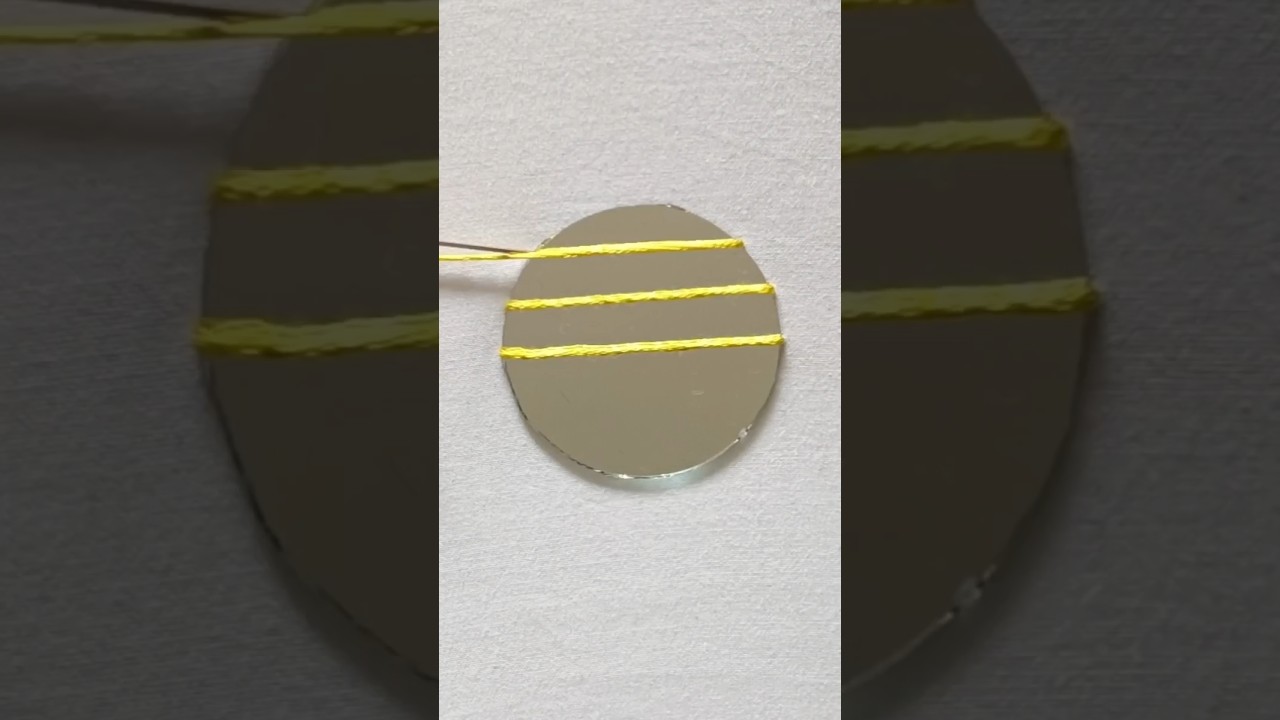 Hand embroidery :mirror work | amazing mirror work | round mirror #shorts #mirrorwork #youtubeshorts