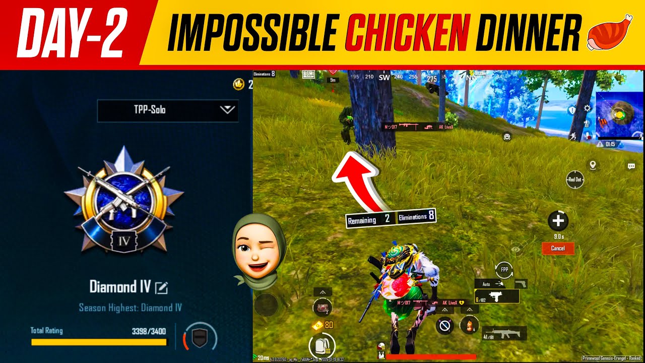 DAY-2| Impossible Chicken Dinner😱BGMI Solo Conqueror Rank Push