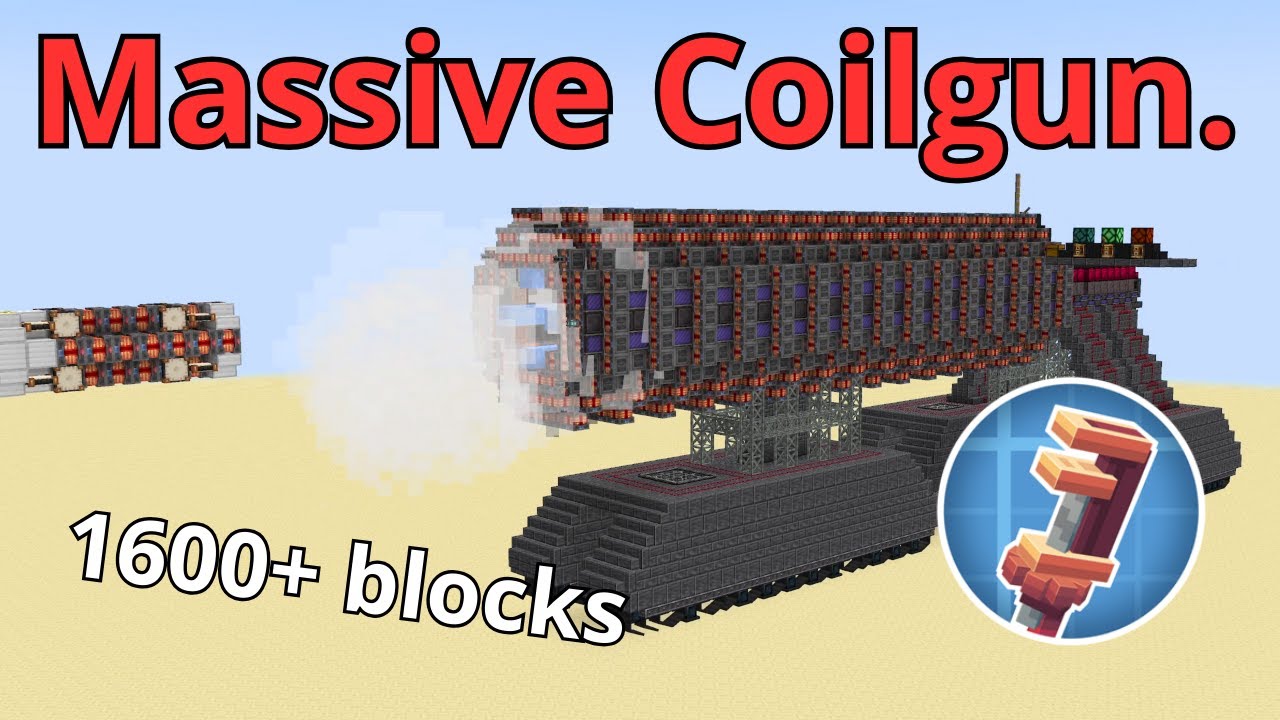 Huge WORKING Coilgun/Railgun in Minecraft Create Mod & Valkyrien Skies