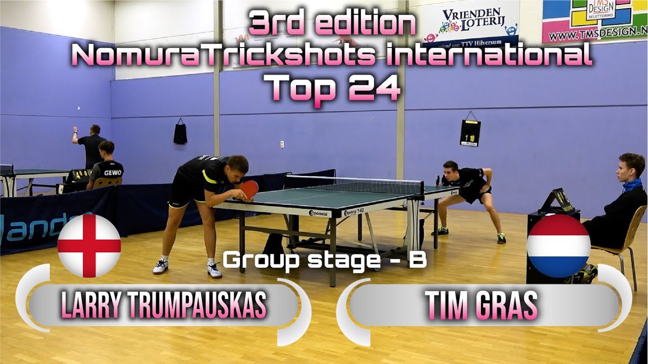 Top 24 Group B Larry Trumpauskas vs Tim Gras - Nomuratrickshots international #tabletennis