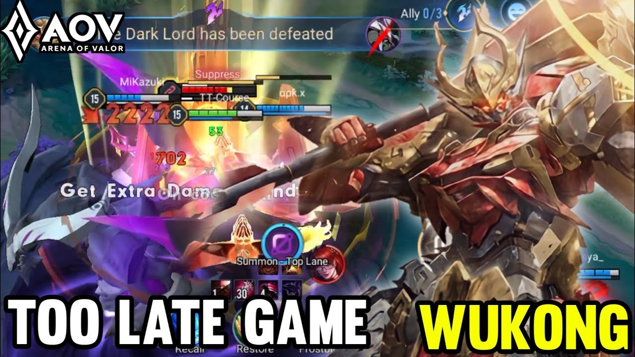 AOV : WUKONG GAMEPLAY | TOO LATE GAME - ARENA OF VALOR