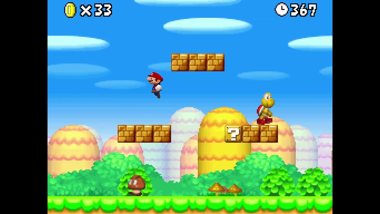 New Super Mario Bros. World 1-1 but I don't get any power-ups, coins, or kill enemies