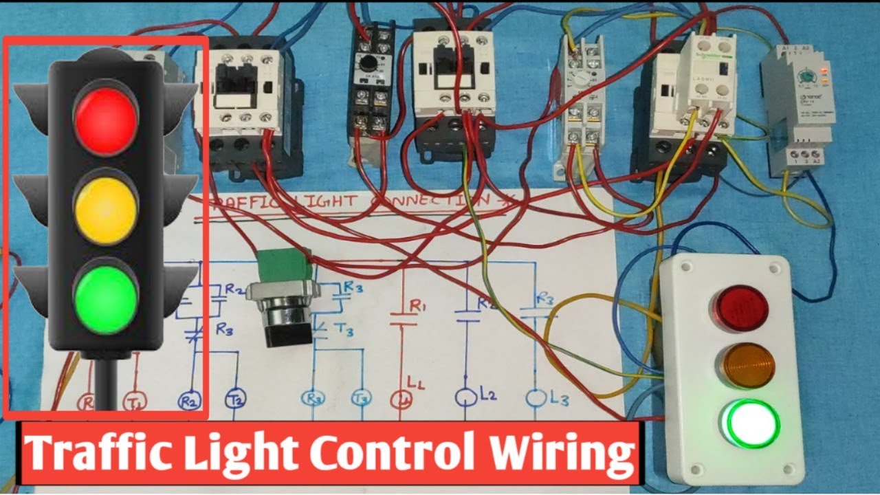 Проводка управления светофором! Проводка светофора с таймером задержки включения! Светофор работает!