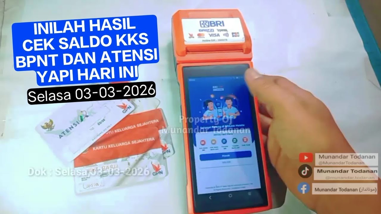 🔴CEK SALDO KKS BPNT PKH DAN ATENSI YAPI HARI INI EDISI SELASA 03 MARET 2026 JAM 05.05 WIB