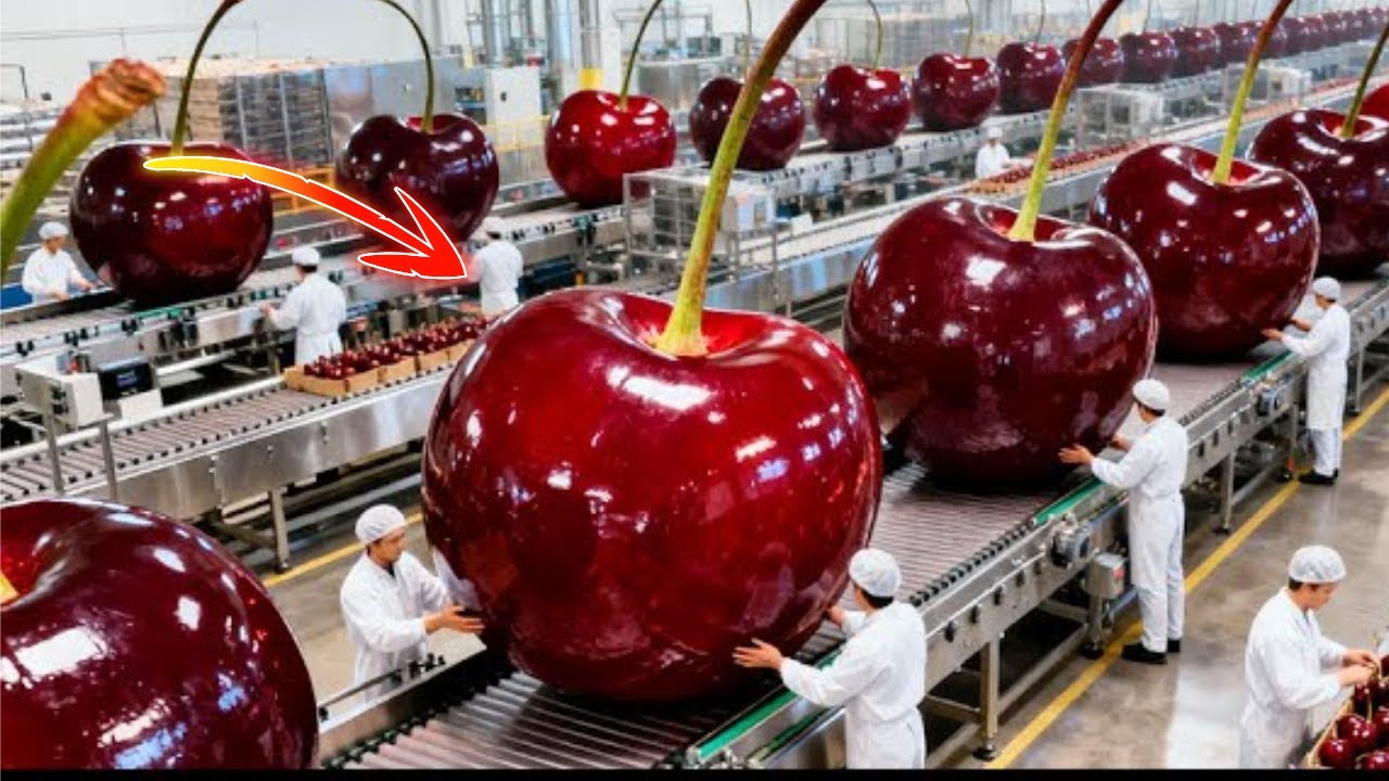 Inside a Modern Cherry Pie Filling Factory 🍒 | Full Process from Fresh Cherries to Perfect Filling