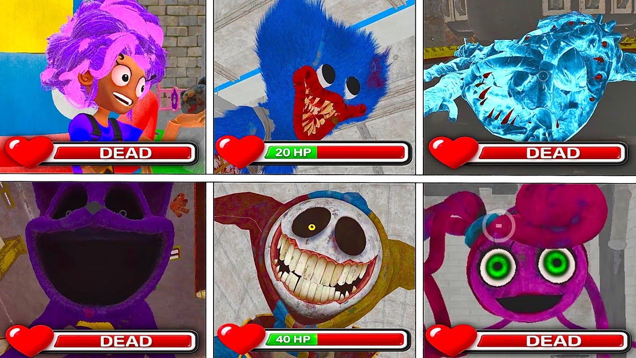 Poppy Playtime Chapter 1-5: All Main Bosses Death Scenes with Healthbar & All Chapters Jumpscares 