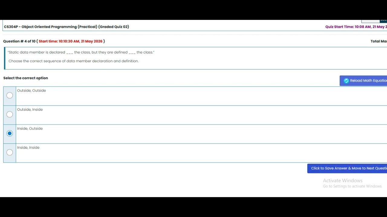 CS304P Quiz 2 Solution 2026 || CS304P - Object Oriented Programming  ||  VU Zone