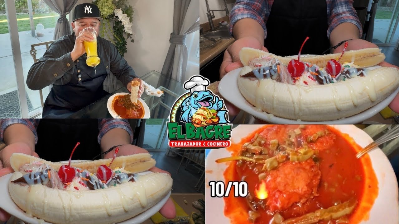 TORTITAS DE CAMARON CON NOPALES 😋Y UN BANANA SPLIT 🍨🙌