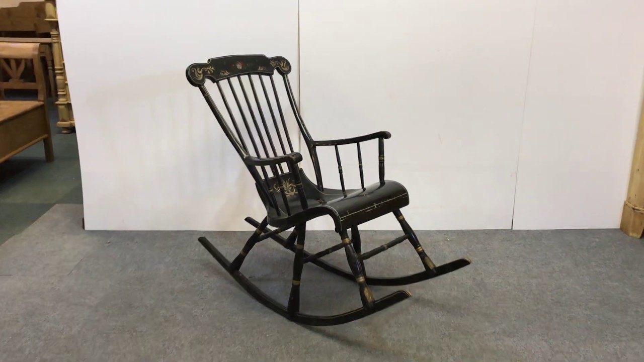 Antique Swedish 6 Legged Painted Rocking Chair - Pinefinders Old Pine Furniture Warehouse