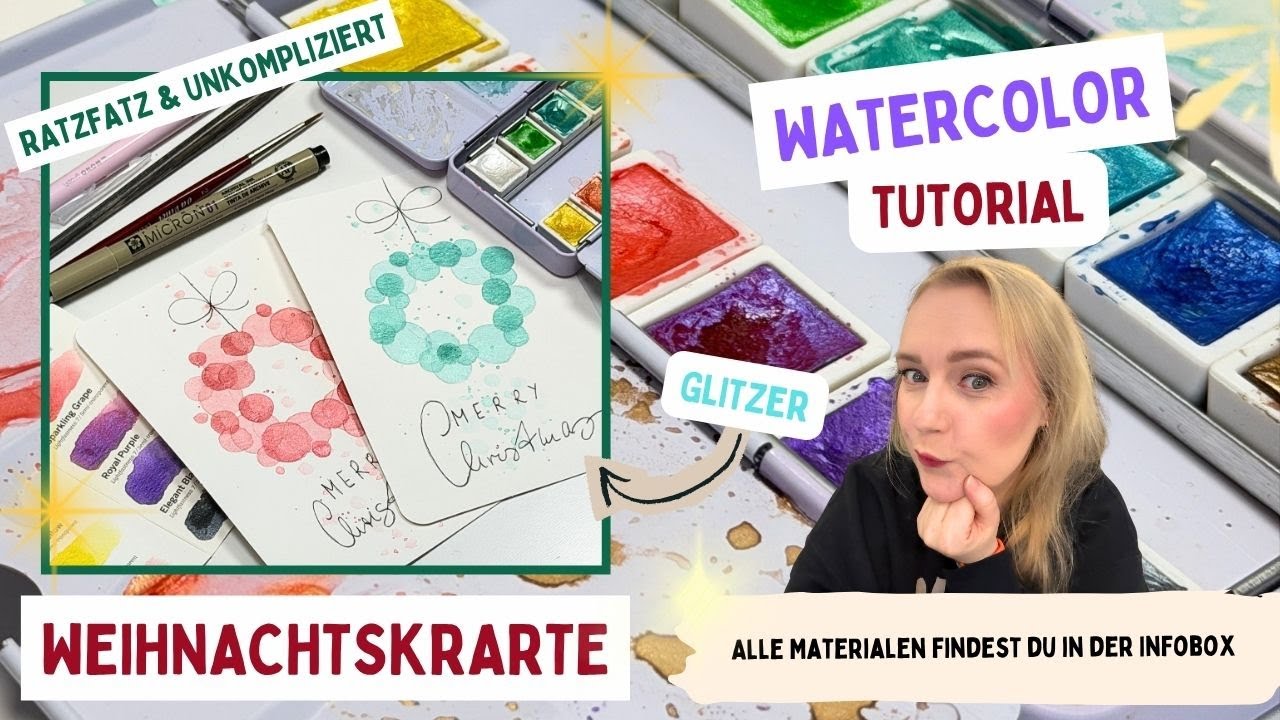 Magischer Glitzerkranz: Schnelles Aquarell Tutorial für deine Weihnachtskarte
