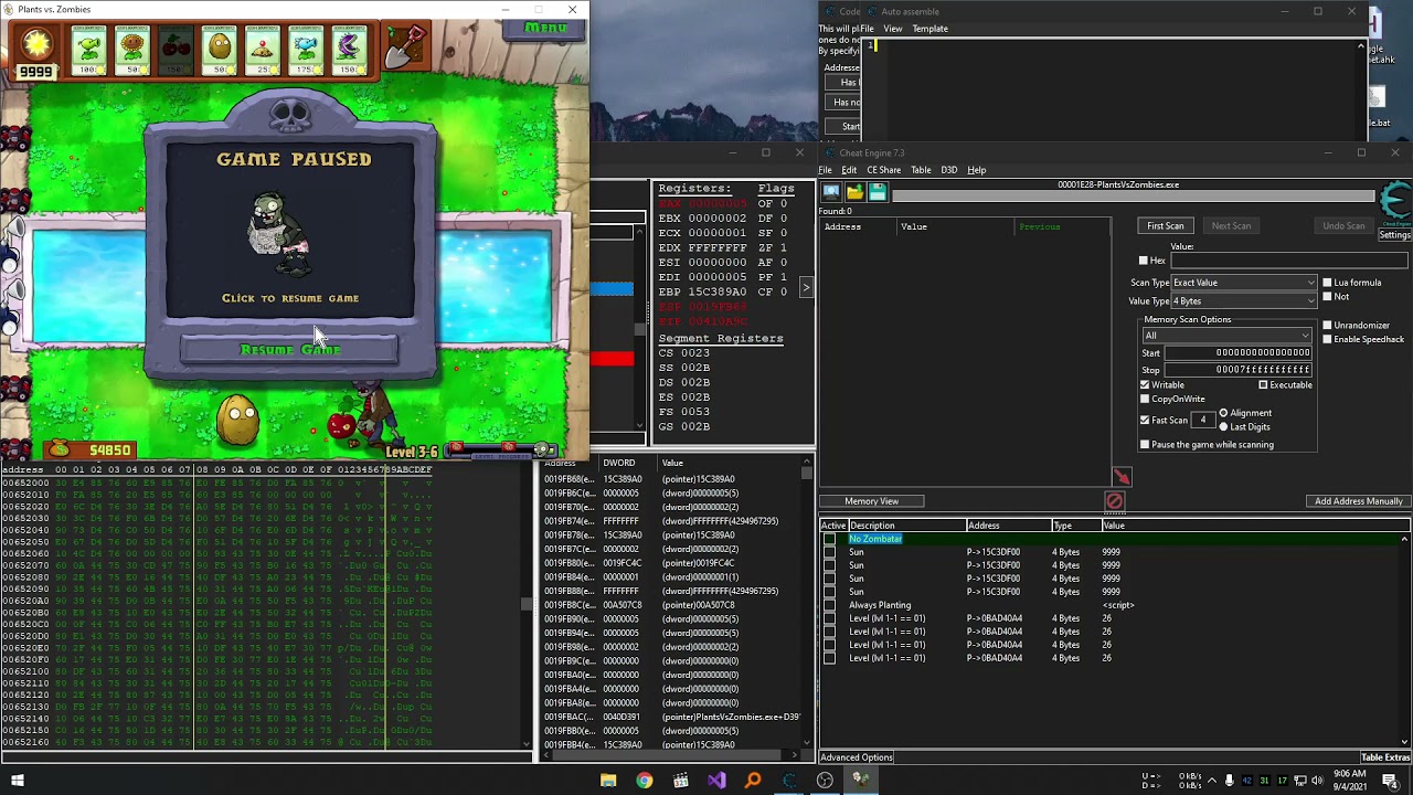 Cheat Engine Tutorial - Finding & Calling Game Function | Plants vs Zombies