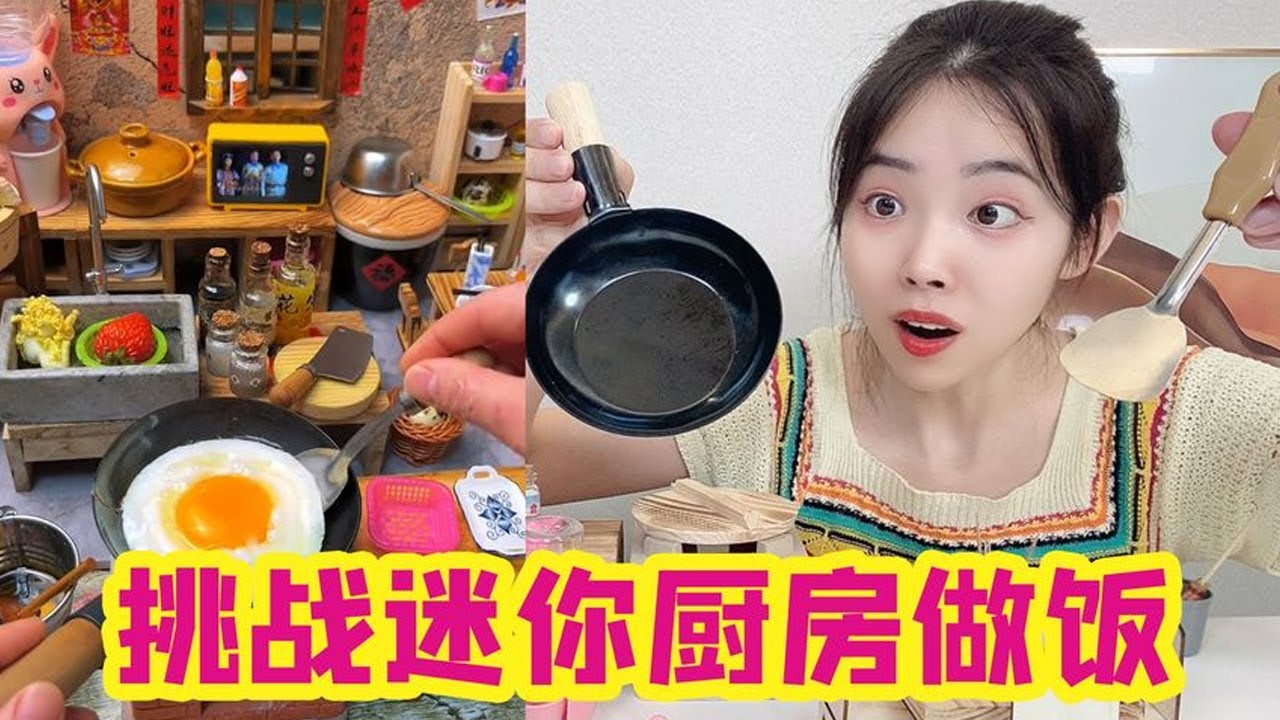 挑戰用迷你廚房做美食，迷你廚房加迷你食物，炒的菜真好吃！ 【徐小妙】
