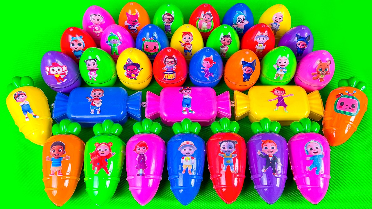 Cocomelon Slime 🌈 Finding Hidden Slime Eggs & Candy & Carrot with JJ & Pinkfong! Satisfying ASMR