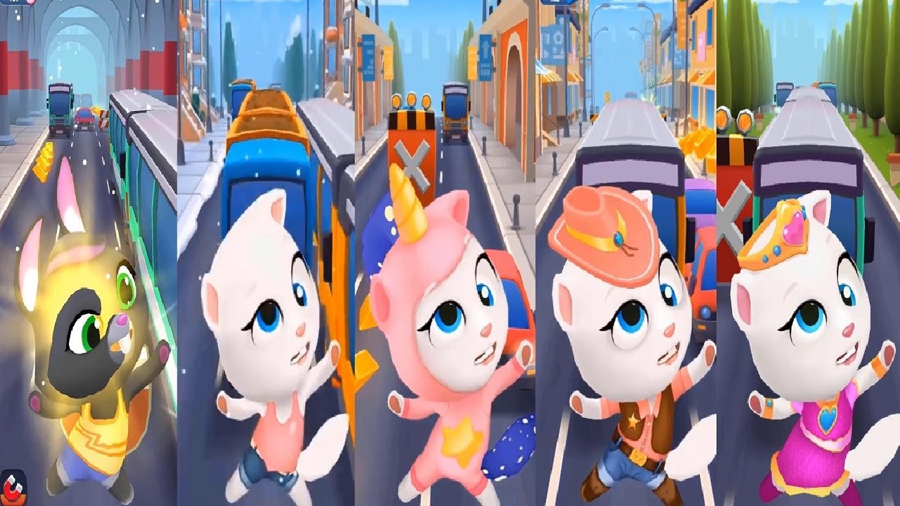 Talking Tom Gold Run PRINCESS ANGELA VS TALKING ANGELA VS COWBOY ANGELA VS Talking Becca Boss Fight