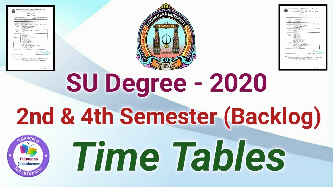 SU Degree 2nd & 4th Semester Backlog Exams Time Tables 2020|Satavahana University Degree Time Tables