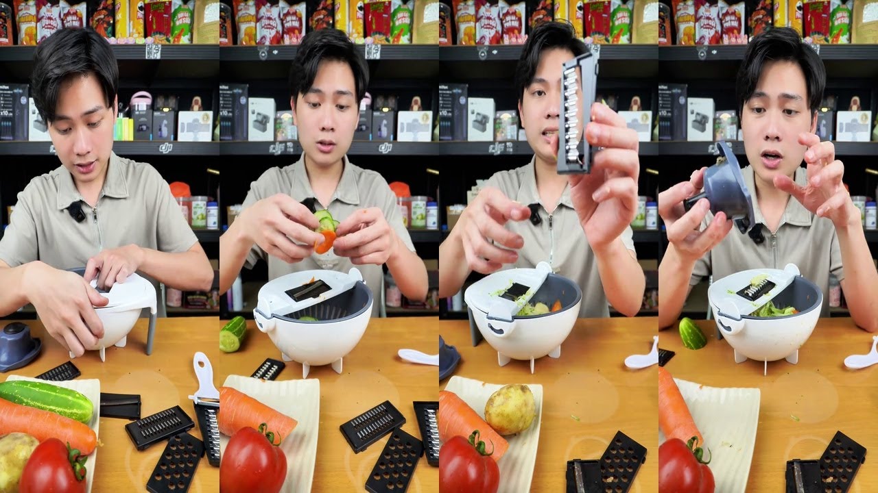 REVIEW BỘ DỤNG CỤ NẠO CỦ QUẢ ĐA NĂNG KÈM RỔ THÔNG MINH