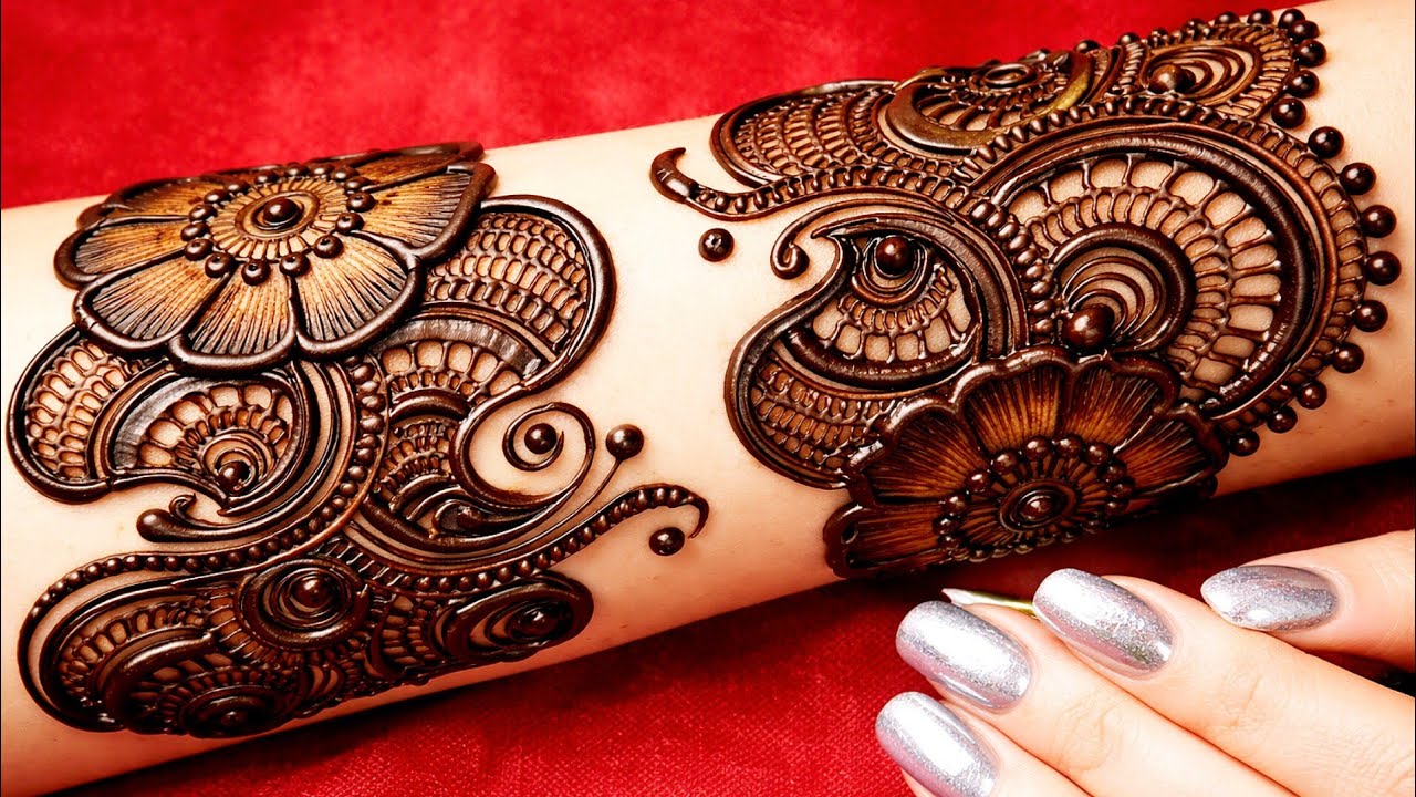 😍 Super Real 3D Mehndi Design | Bridal Floral Henna Art with Silver Nail Paint ✨