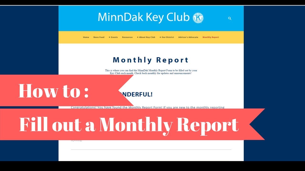 MinnDak: How to fill in a Monthly Report