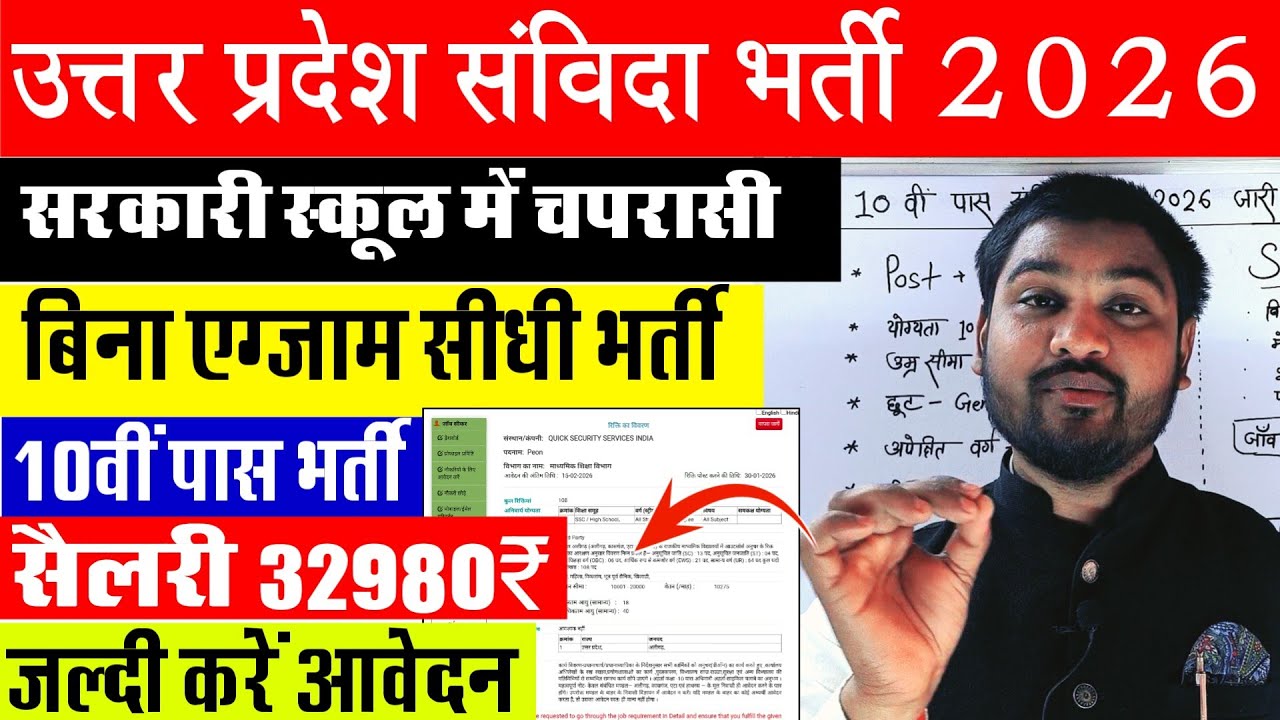 Peon Recruitment 2026😱 UP Samvida Bharti 2026 | UP Sambidha Vacancy 2026 Details & Notification 📝