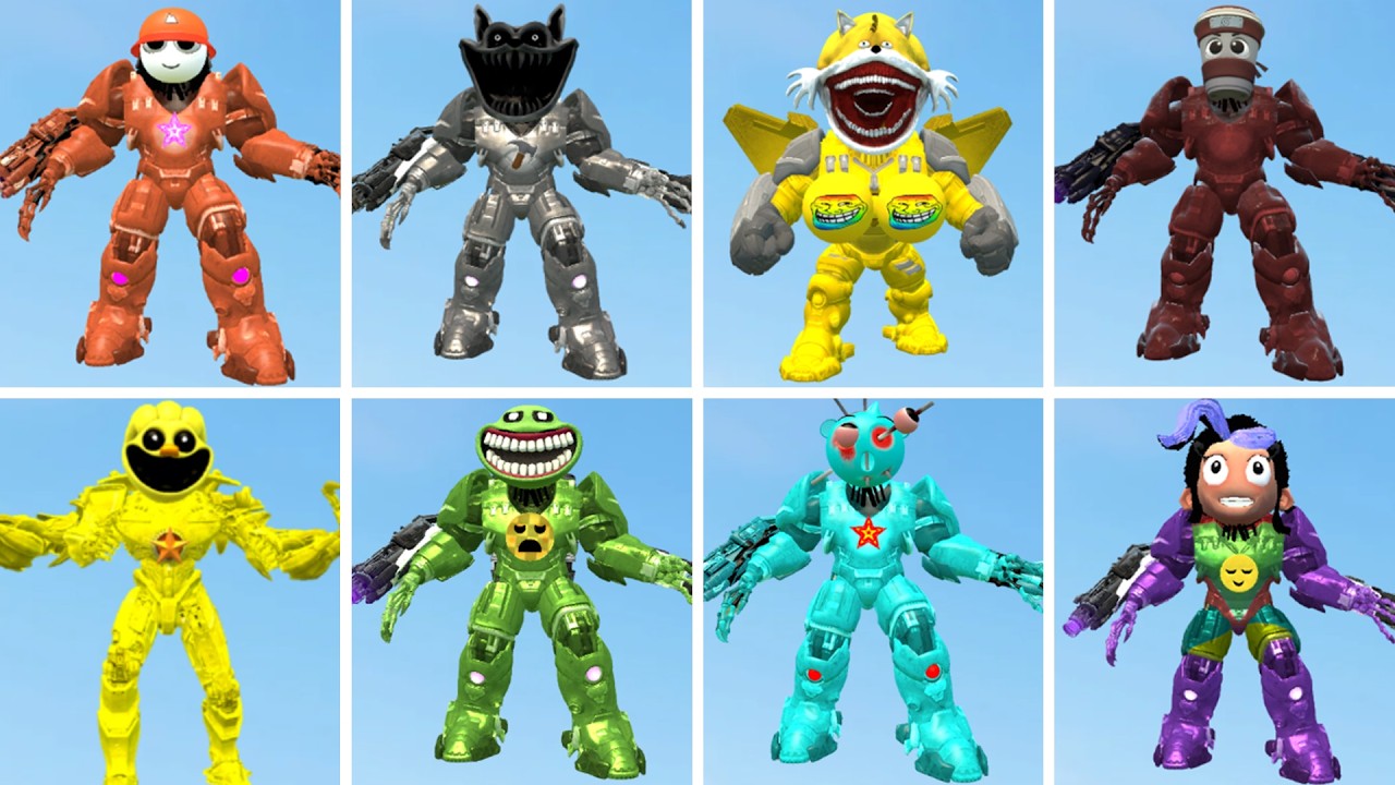 I PLAYED A DEATHMATCH GAME/MECHA TITAN SPRUNKI SKY BLUE VS MECHA TITAN POPPY in Garry's Mod