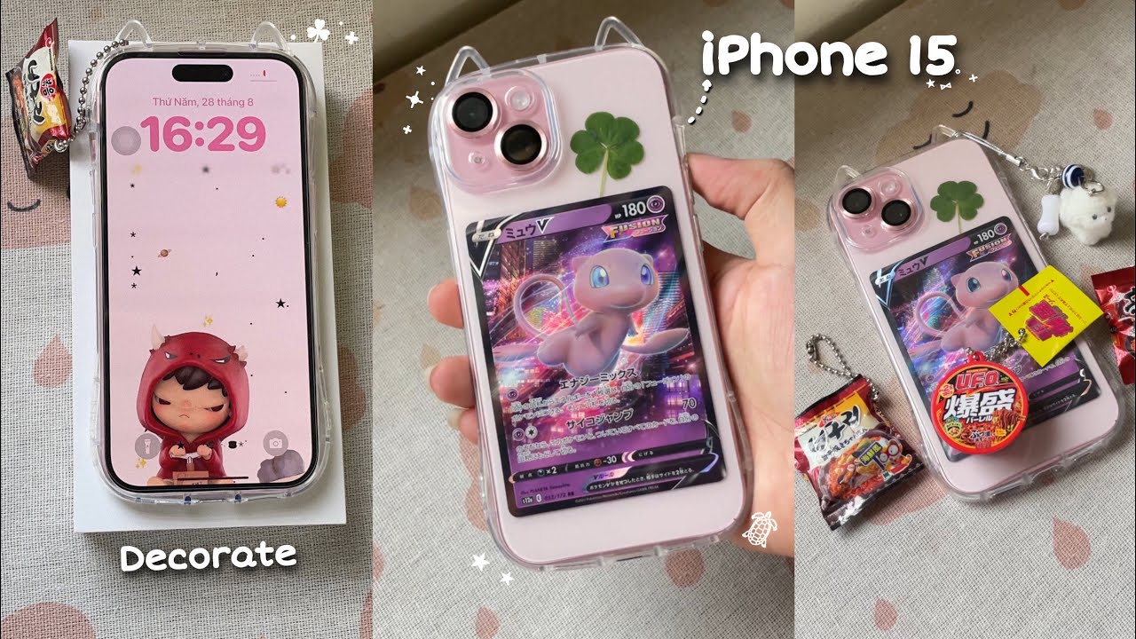 Decorating iPhone 15 (Pink) ♡ Rakufun Haul Unboxing ★ Aesthetics home screen customization .𖥔 ݁ ˖