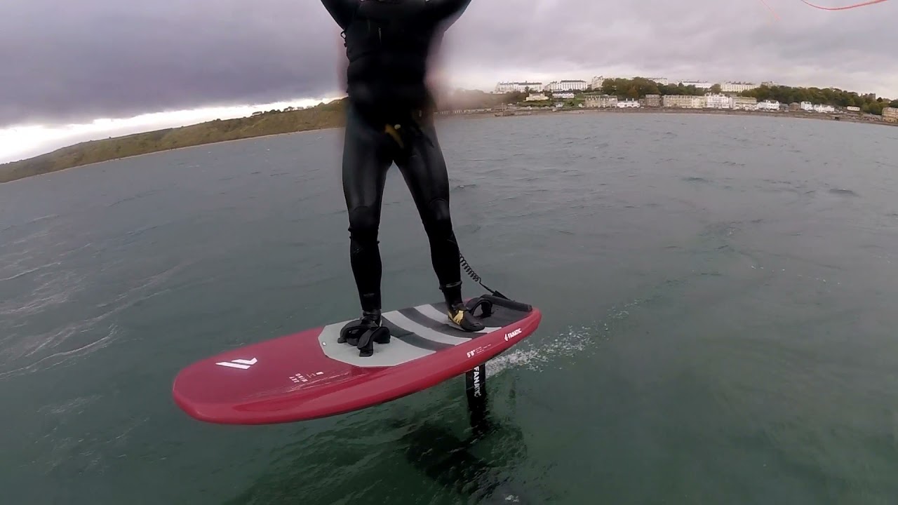 Wingfoil at Filey.  Duotone Echo 5m and Fanatic Sky Wing 5'8
