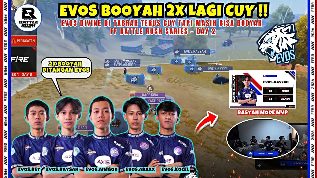 FULL HIGHLIGHT EVOS DIVINE BOOYAH 2X‼️Free Fire Battle Rush Series - Day 2