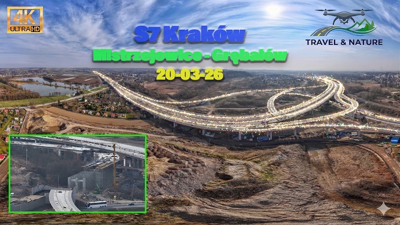 Budowa #S7 #Widoma #Kraków Węzeł Mistrzejowice i Grębałów Przejazd z komentarzem Jutro więcej