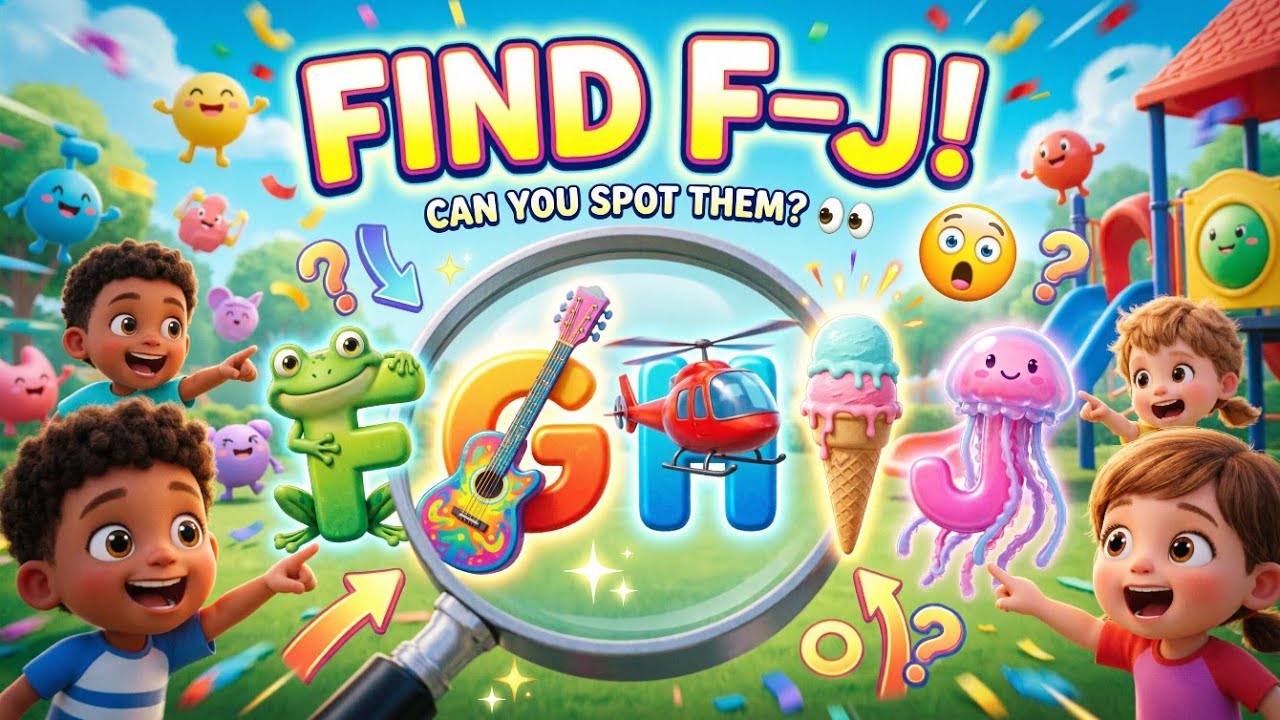 Find Letters F, G, H, I & J! 🔍 | Alphabet Fun Time 🎉 #kidslearning #learnenglish #learnabc #abcd
