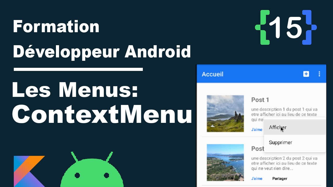 #15 Formation Développeur Android - Les Menus en Android | ContextMenu