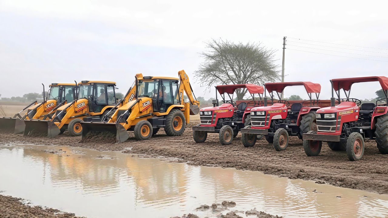 New JCB 3dx Backhoe Machine Loading Mud in Mahindra Yuvo tractor | Jcb Mitti loading tractor Truck