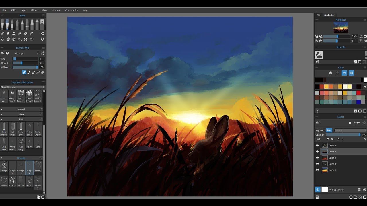 🌅 Easy Sunset Painting with Rebelle 7 Pro 🎨 | Beginner-Friendly Digital Art Tutorial for 40+ 🐇