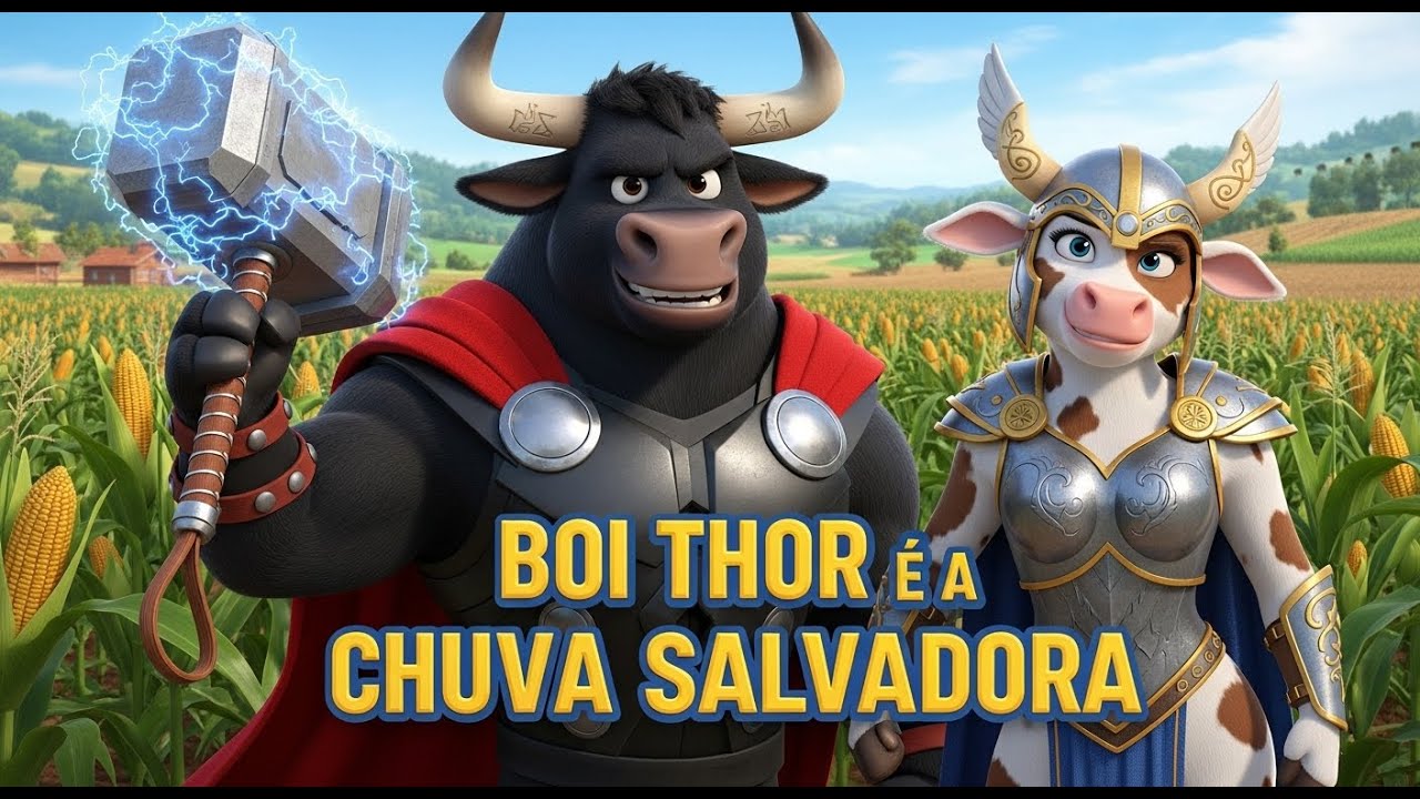 Música Infantil | O Boi da Cara Preta Thor e Vaca Valkiria - A Chuva Salvadora | Desenho Infantil