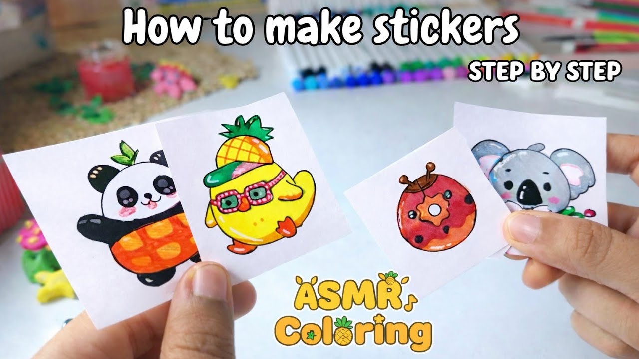 How to make cute kawaii stickers at home🐞✨ | Step by step | ASMR cute animal colour | Easy and cheap
