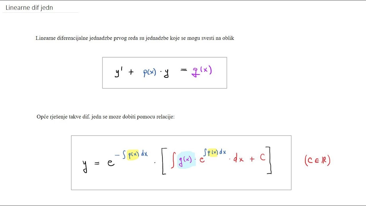 Diferencijalne jednadzbe prvog reda - Linearne