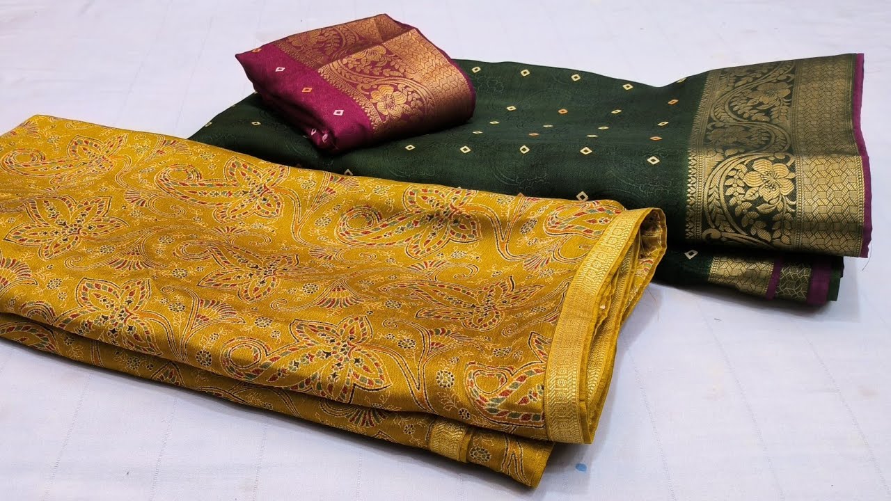 # New Designer Chiffon Sarees#silk chiffon sarees#Dola silk sarees#New fancy saree