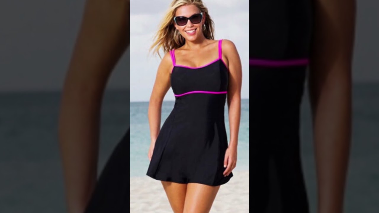Women's Swim Dress Skirted Swimwear, Plus Sizes 