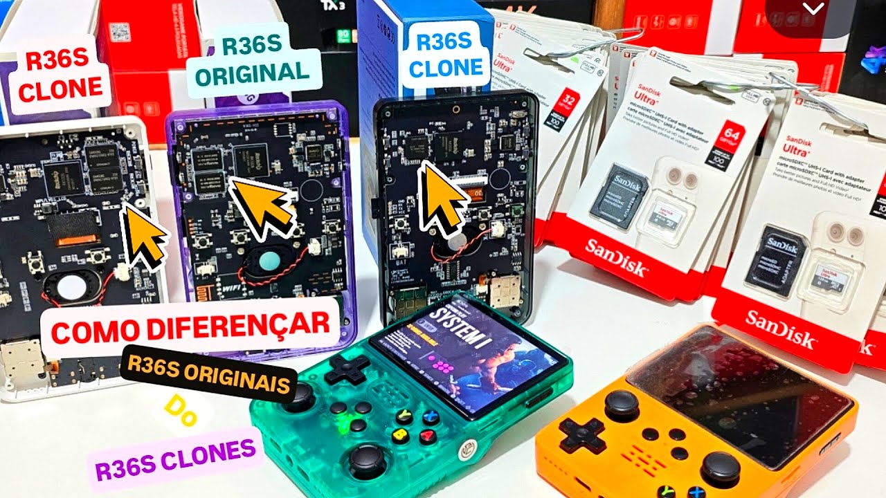 COMO DIFERENÇAR CONSOLE R36S ORIGINAL DO R36S CLONE ANTES DE COMPRAR O CARTÃO DE MEMÓRIA