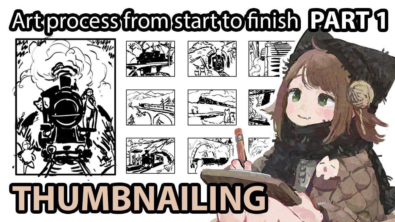 【DRAWING】Thumbnailing | Art process from start to finish PART 1【Tabby Ragtan🧶】