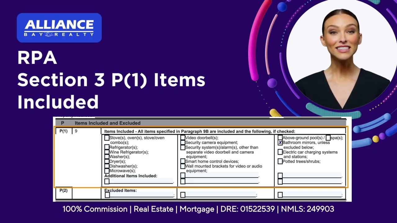 Residential Purchase Agreement Section 3:P Items Included and Excluded