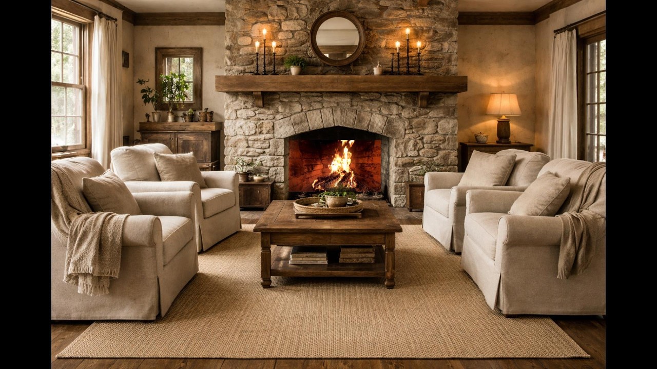 Rest by the fire in this calming living room
